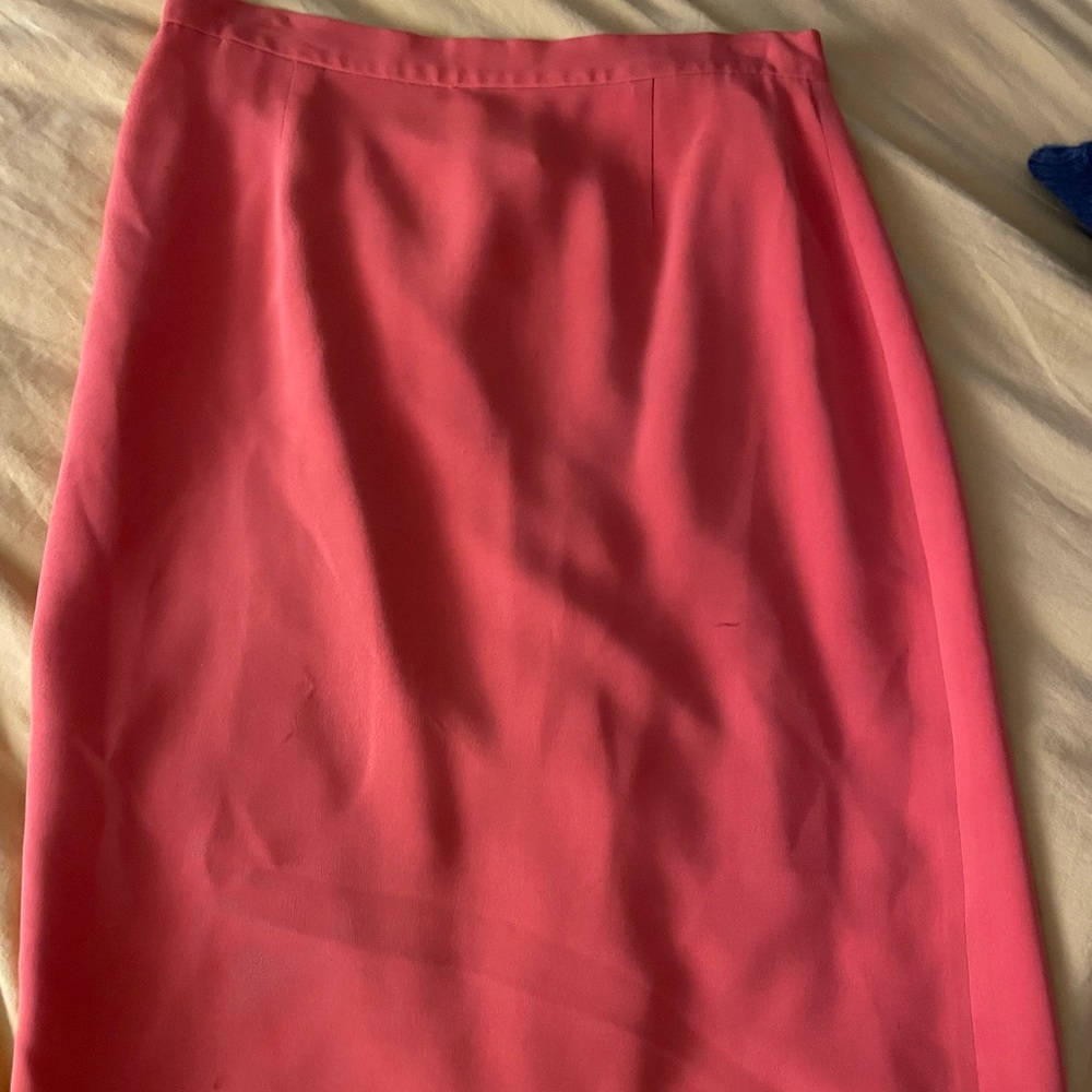 Coral 100% silk pencil skirt